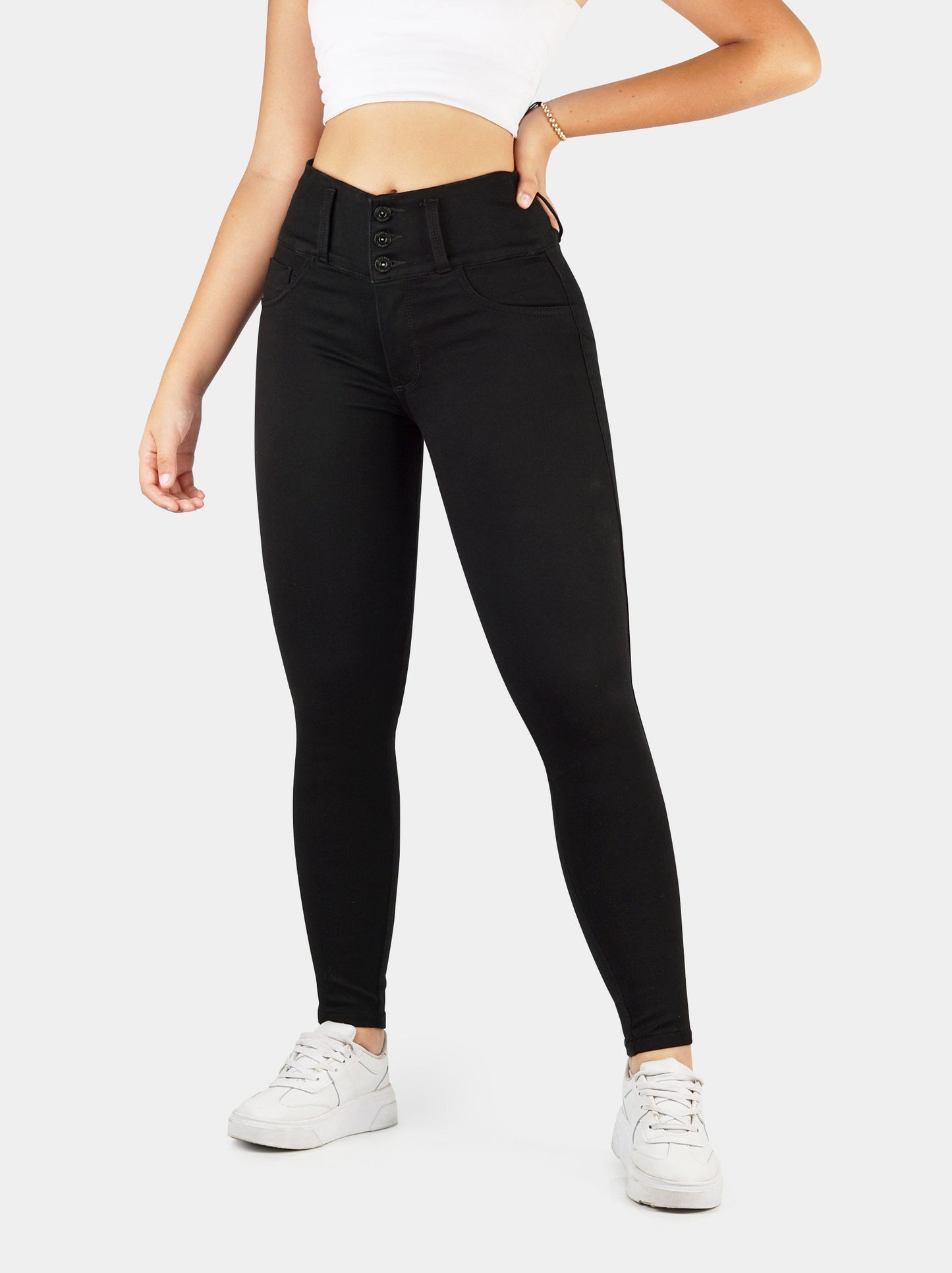 Jeans Skinny Strech Control Abdomen, Tiro Alto Ref 1187