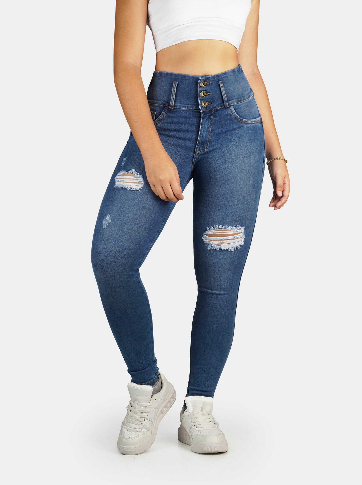 Jeans Skinny Strech Control Abdomen, Tiro Alto Ref 1189