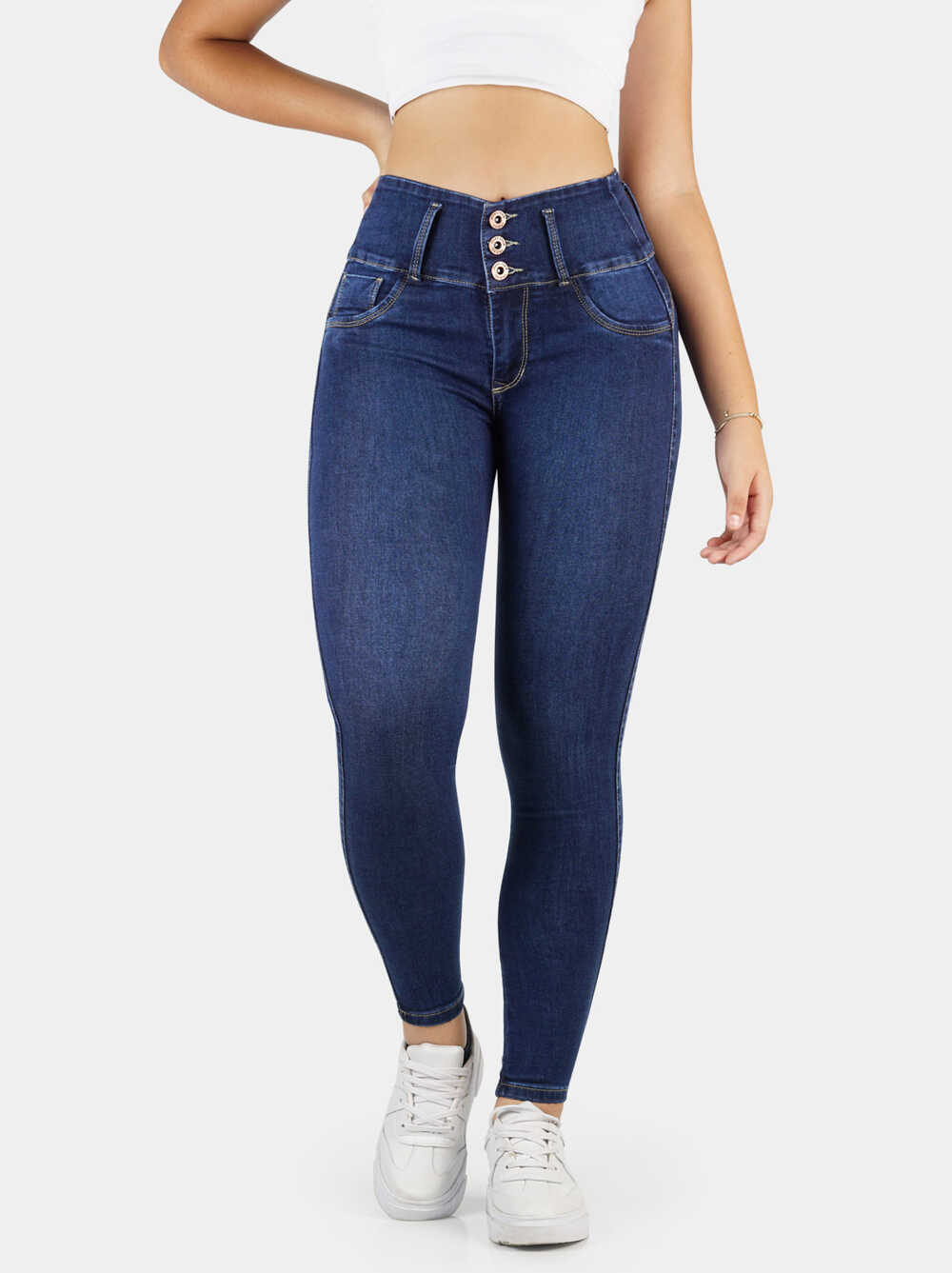 Jeans Skinny Strech Control Abdomen, Tiro Alto Ref 1191