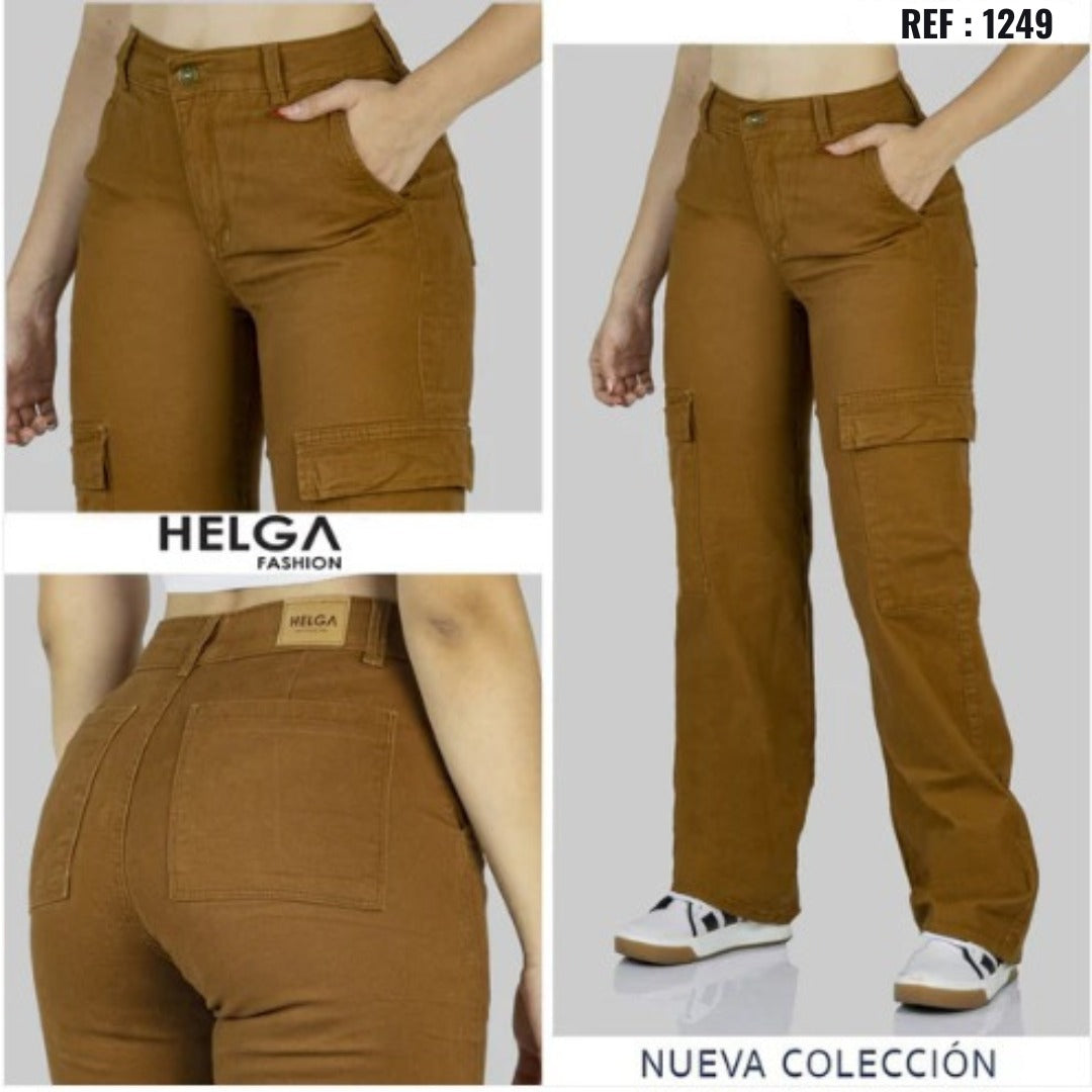 Jean Mom Cargo Tiro Alto 1249