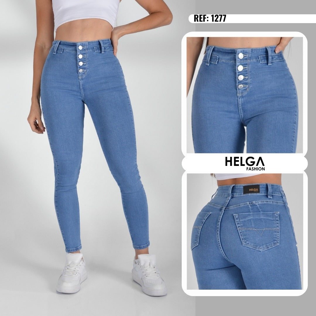 Jeans Skinny Strech Control Abdomen, Tiro Alto Ref 1277