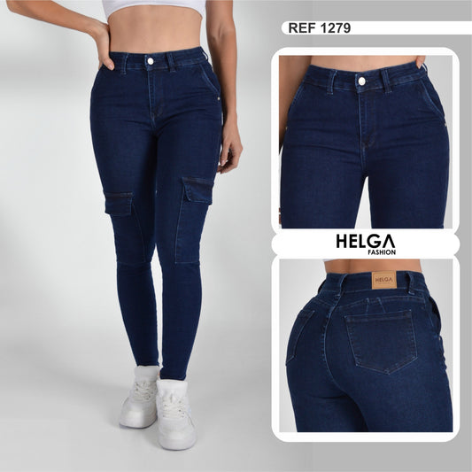 Jeans Skinny Strech Control Abdomen, Tiro Alto Ref 1279