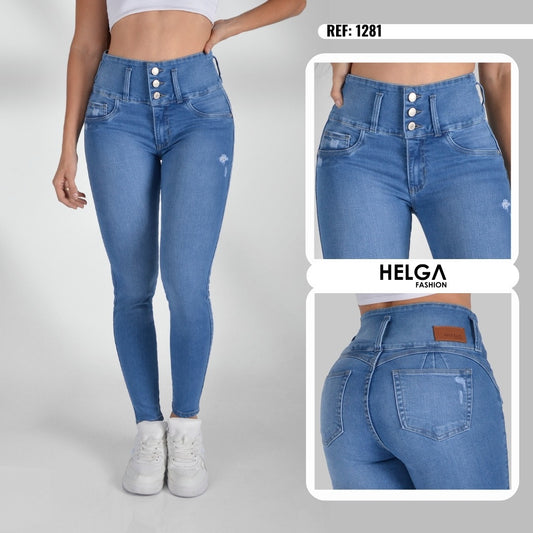 Jeans Skinny Strech Control Abdomen, Tiro Alto Ref 1281