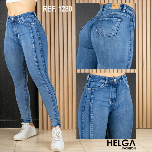 Jeans Skinny Strech Control Abdomen, Tiro Alto Ref 1280